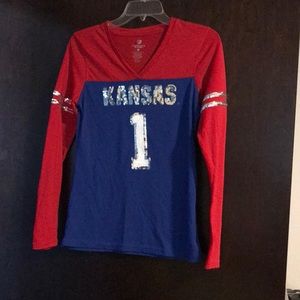 Glittery KU Jayhawks FUN long-sleeved t-shirt!